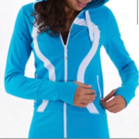 LULULEMON in stride jacket with hood snorkel blue and white - Picture 2 of 10